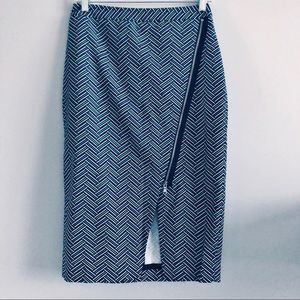 Worthington Classic Pencil Skirt Side Split Zipper Black Geometric Sexy Fun sz 4